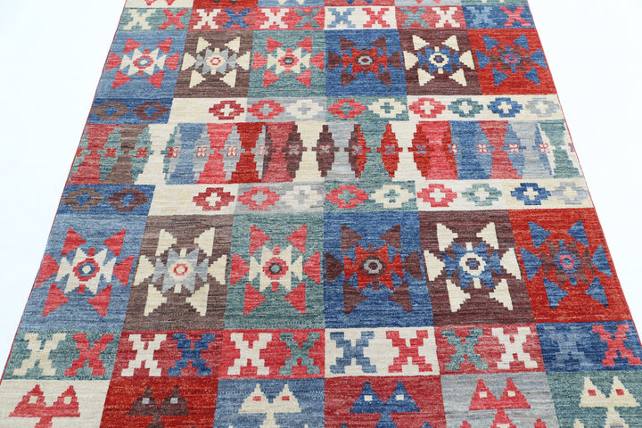 Hand Knotted Modcar Wool Rug 4' 10" x 6' 5" - No. AT61209