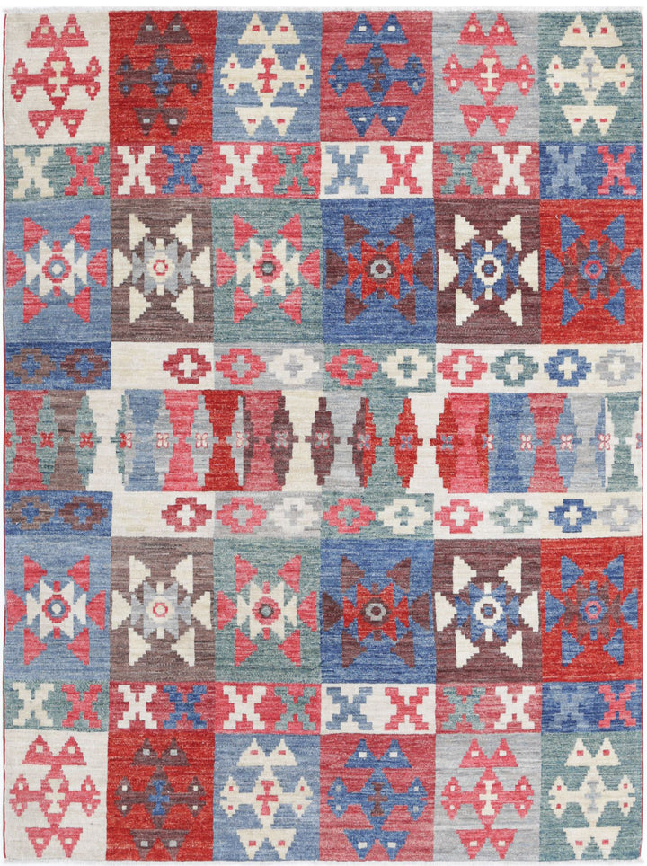 Hand Knotted Modcar Wool Rug 4' 10" x 6' 5" - No. AT61209