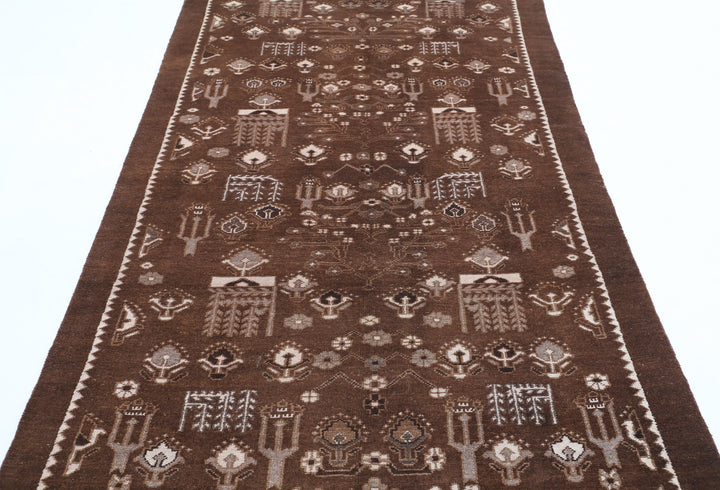 Hand Knotted Vintage Persian Gabbeh Wool Rug 4' 9" x 9' 0" - No. AT23840