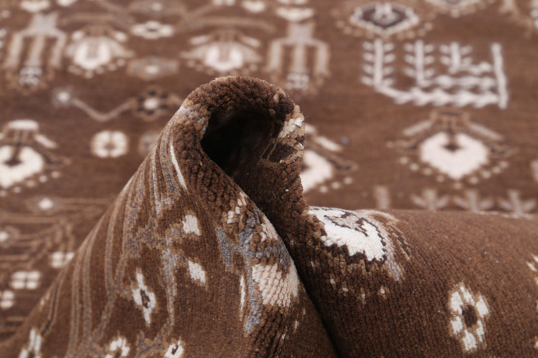 Hand Knotted Vintage Persian Gabbeh Wool Rug 4' 9" x 9' 0" - No. AT23840