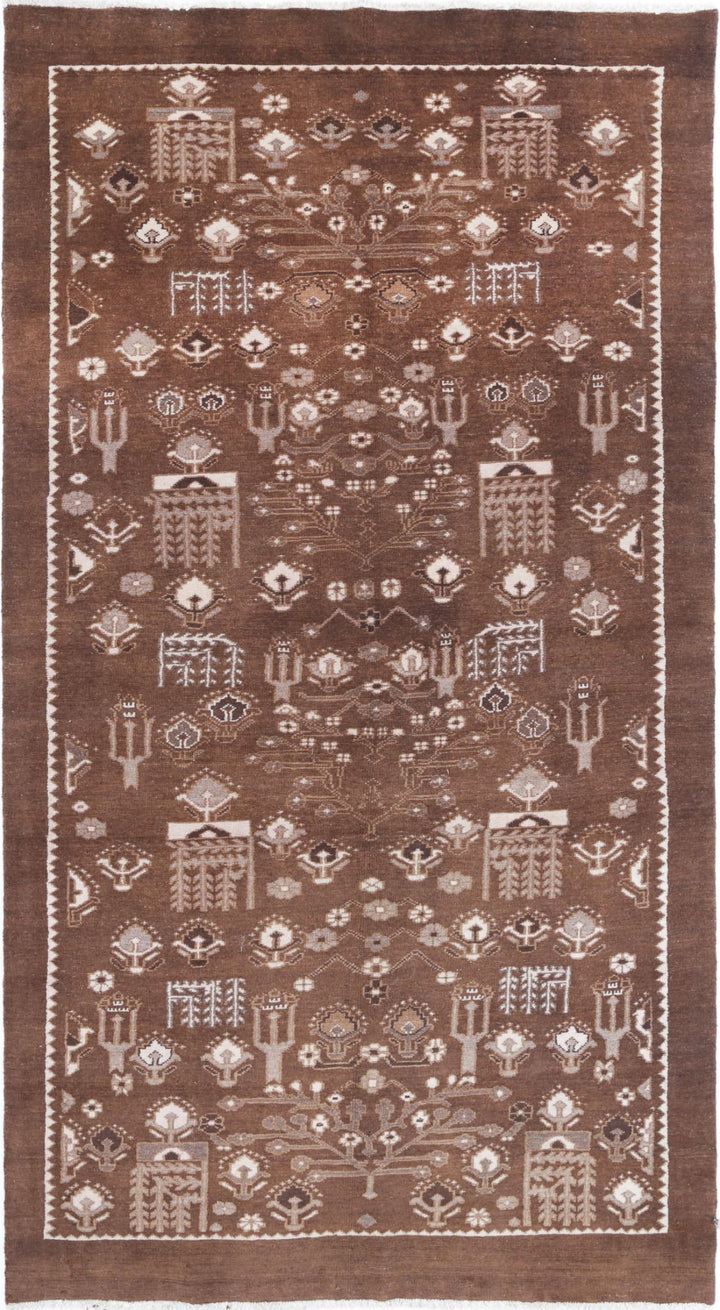 Hand Knotted Vintage Persian Gabbeh Wool Rug 4' 9" x 9' 0" - No. AT23840