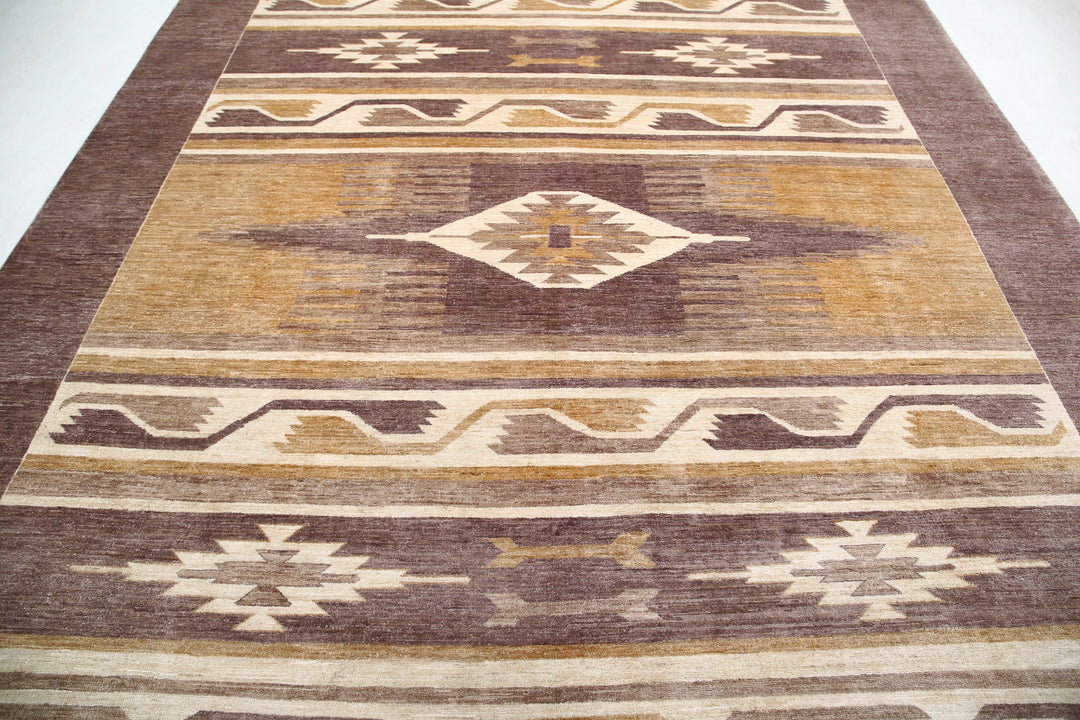 Hand Knotted Navajo Modcar Wool Rug 8' 11" x 11' 8" - No. AT67317