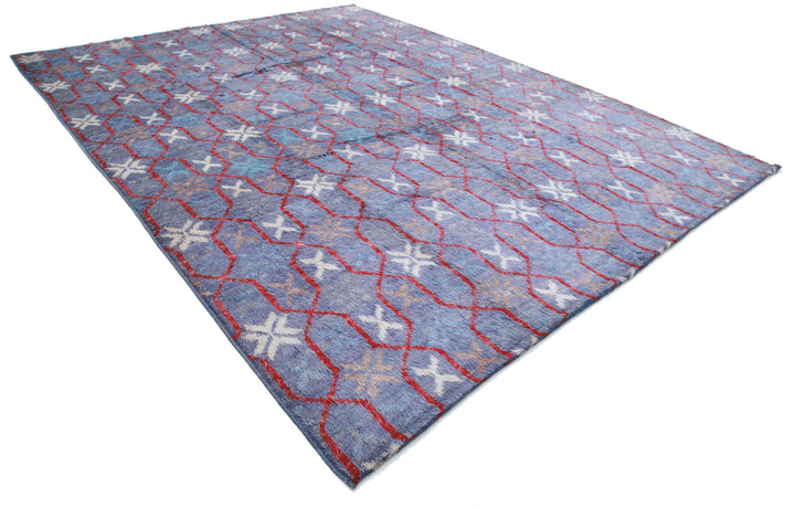 Hand Knotted Tribal Moroccan Wool Rug 10' 7" x 13' 9" - No. AT10541