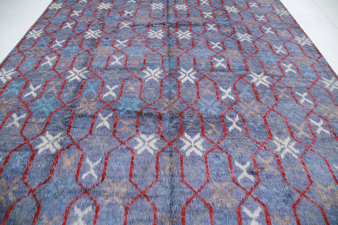 Hand Knotted Tribal Moroccan Wool Rug 10' 7" x 13' 9" - No. AT10541