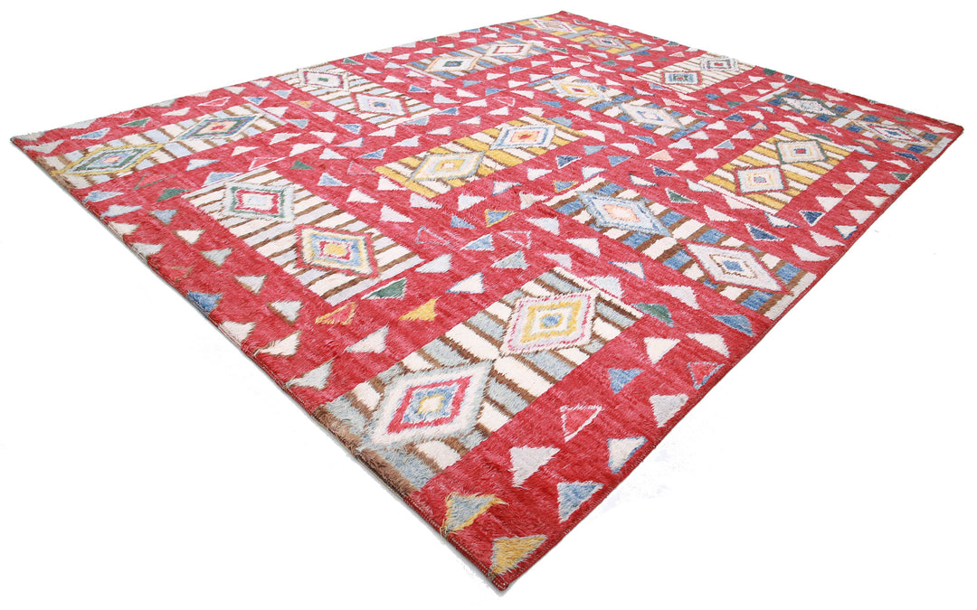 Hand Knotted Tribal Moroccan Wool Rug 10' 6" x 13' 9" - No. AT57369