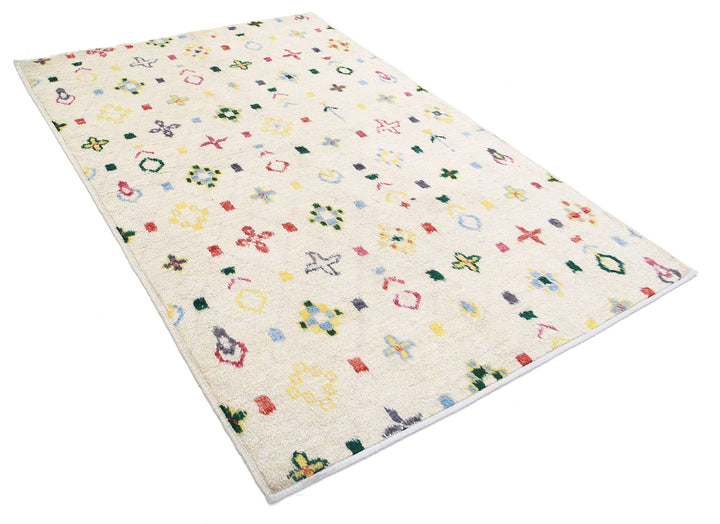 Hand Knotted Tribal Moroccan Wool Rug 4' 11" x 7' 8" - No. AT49774