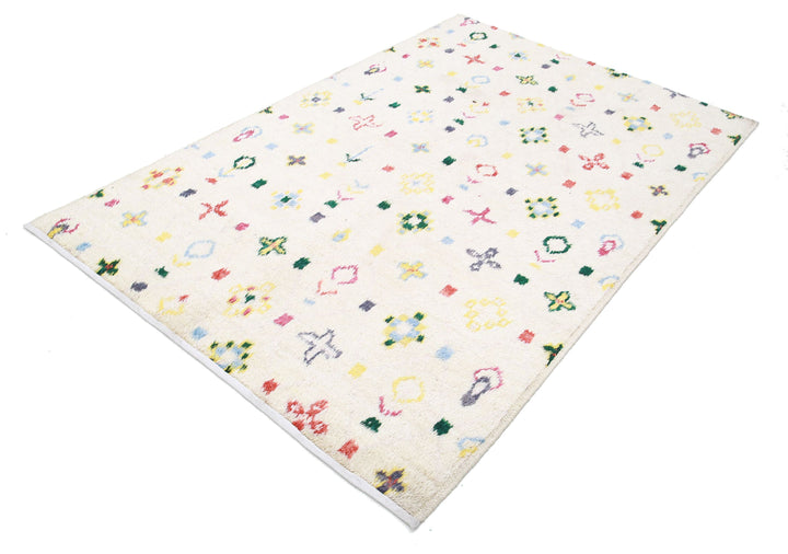 Hand Knotted Tribal Moroccan Wool Rug 4' 11" x 7' 8" - No. AT49774