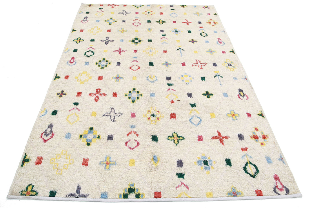 Hand Knotted Tribal Moroccan Wool Rug 4' 11" x 7' 8" - No. AT49774