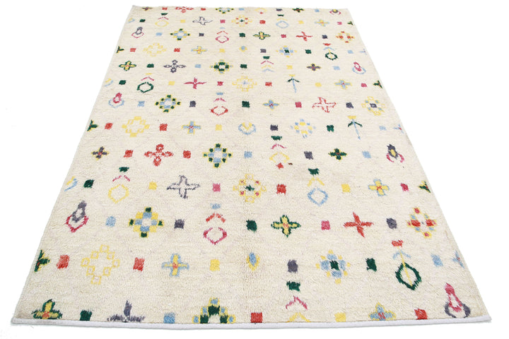 Hand Knotted Tribal Moroccan Wool Rug 4' 11" x 7' 8" - No. AT49774