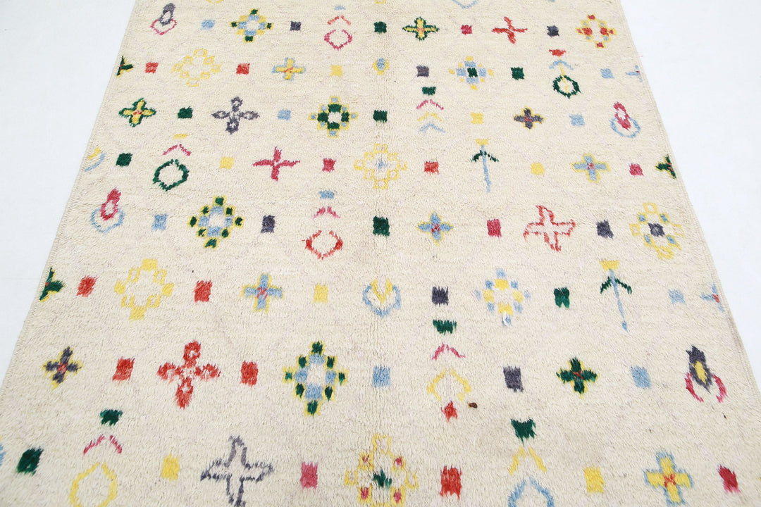 Hand Knotted Tribal Moroccan Wool Rug 4' 11" x 7' 8" - No. AT49774