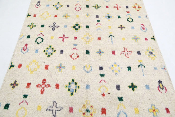 Hand Knotted Tribal Moroccan Wool Rug 4' 11" x 7' 8" - No. AT49774