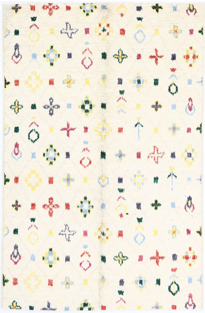 Hand Knotted Tribal Moroccan Wool Rug 4' 11" x 7' 8" - No. AT49774