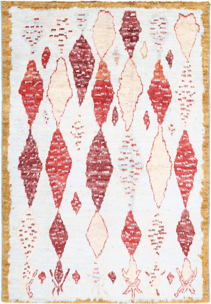 Hand Knotted Tribal Moroccan Wool Rug 6' 2" x 9' 1" - No. AT39782