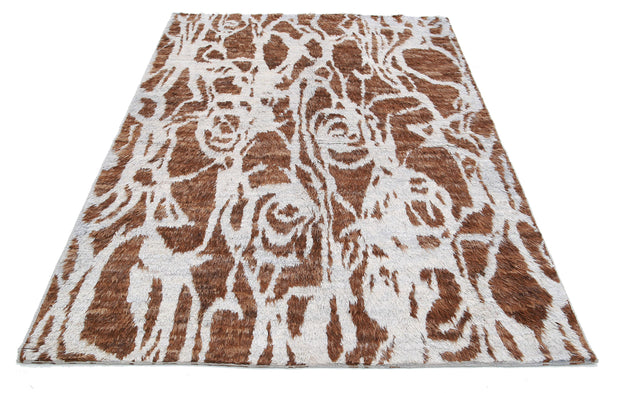 Hand Knotted Tribal Moroccan Wool Rug 5' 1" x 7' 3" - No. AT59096
