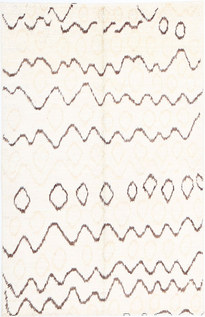 Hand Knotted Tribal Moroccan Wool Rug 4' 10" x 7' 7" - No. AT37031