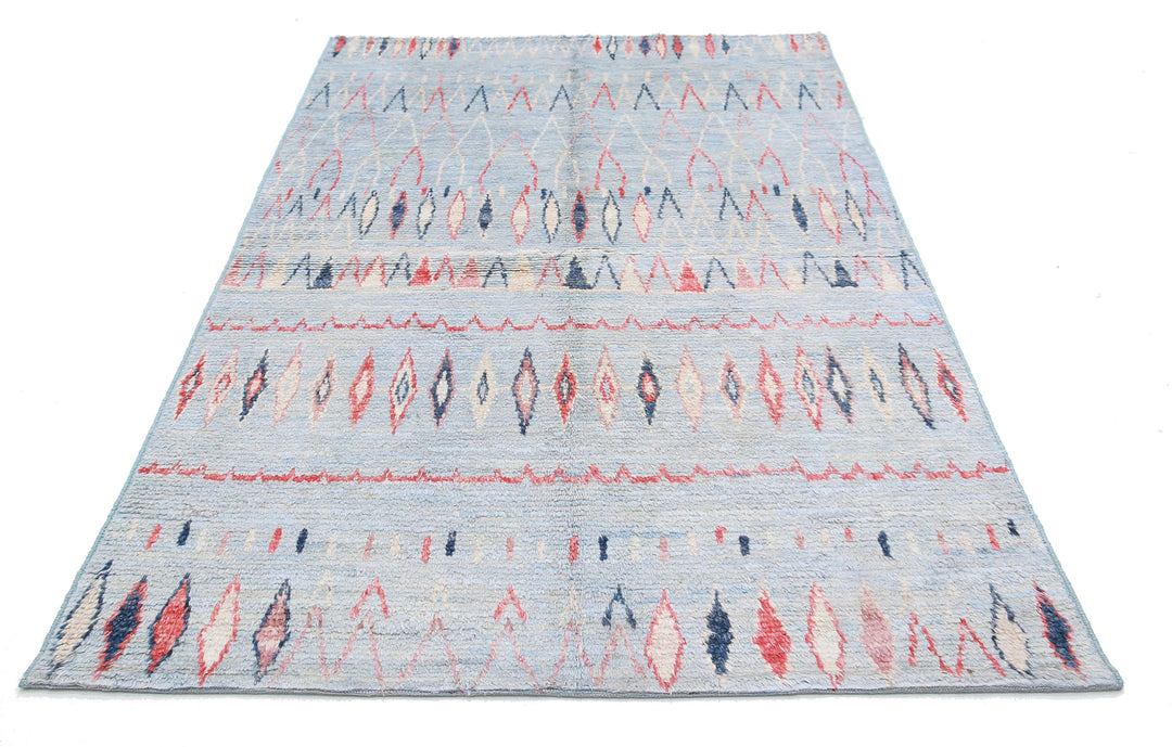 Hand Knotted Tribal Moroccan Wool Rug 4' 9" x 7' 9" - No. AT11851