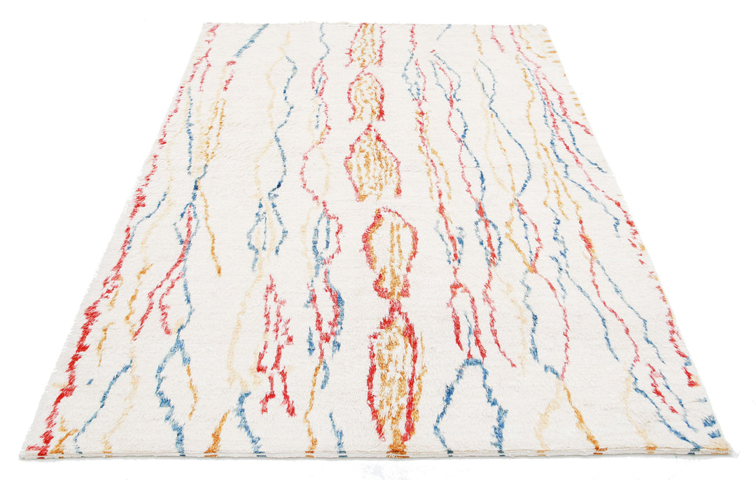 Hand Knotted Tribal Moroccan Wool Rug 5' 0" x 7' 3" - No. AT31268