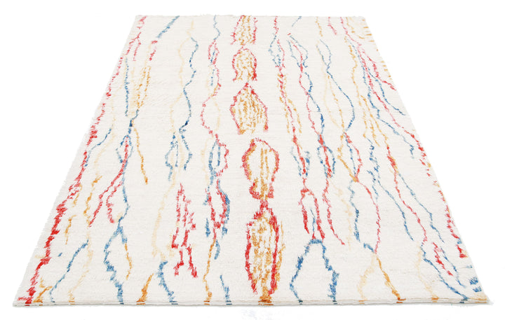 Hand Knotted Tribal Moroccan Wool Rug 5' 0" x 7' 3" - No. AT31268