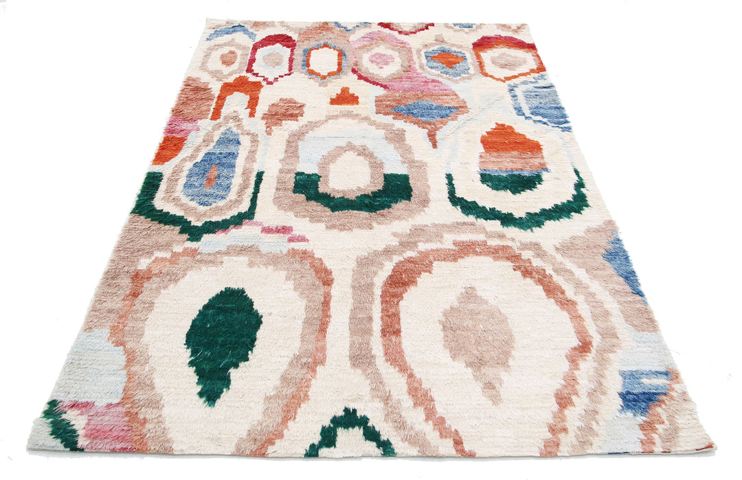 Hand Knotted Tribal Moroccan Wool Rug 4' 9" x 7' 1" - No. AT43457