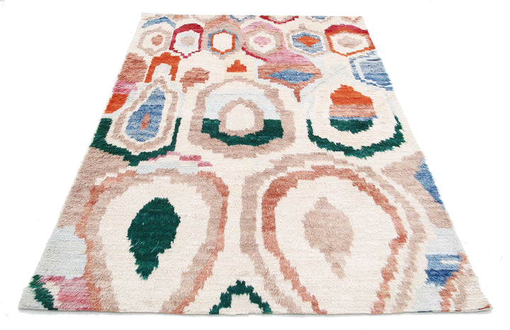 Hand Knotted Tribal Moroccan Wool Rug 4' 9" x 7' 1" - No. AT43457