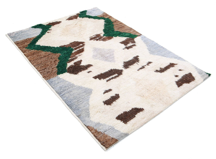 Hand Knotted Tribal Moroccan Wool Rug 4' 1" x 6' 0" - No. AT58795