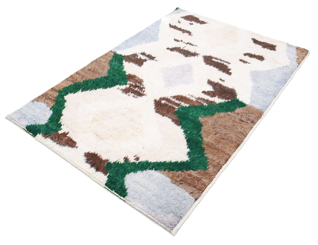 Hand Knotted Tribal Moroccan Wool Rug 4' 1" x 6' 0" - No. AT58795