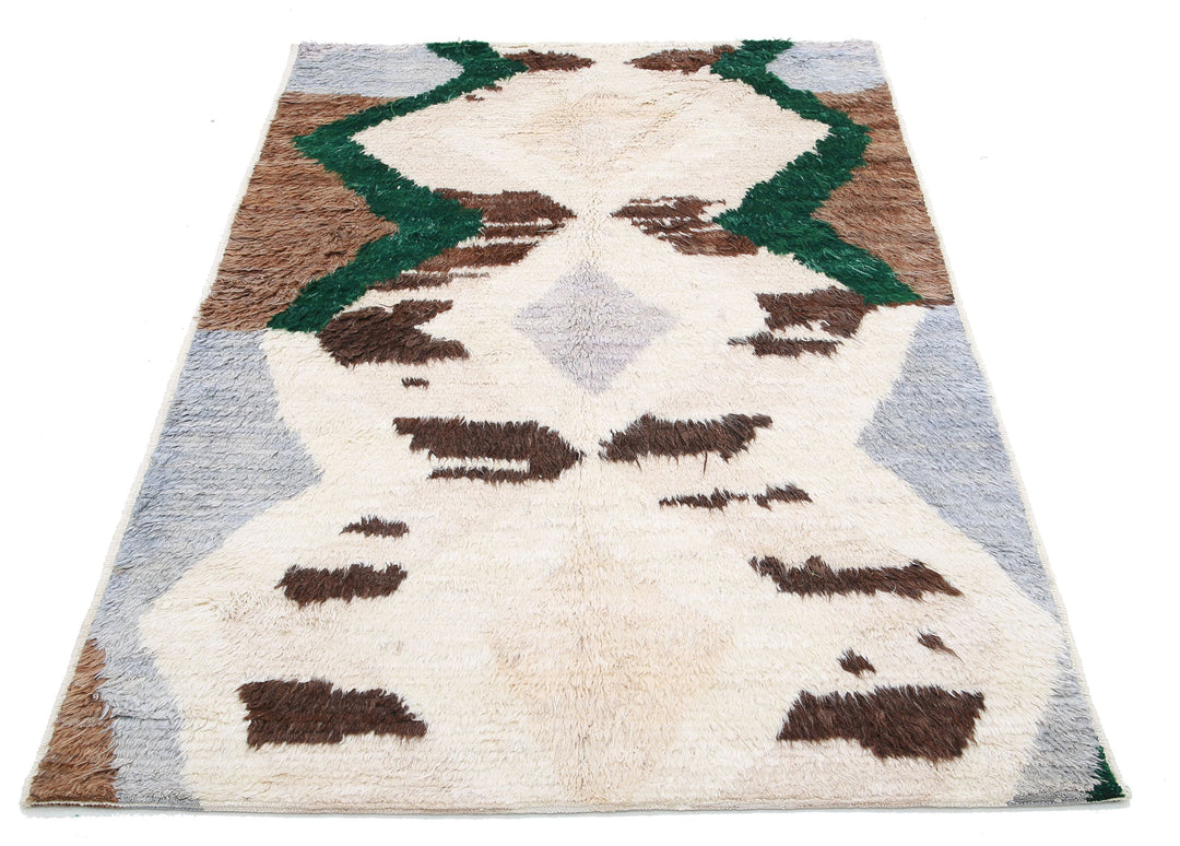 Hand Knotted Tribal Moroccan Wool Rug 4' 1" x 6' 0" - No. AT58795