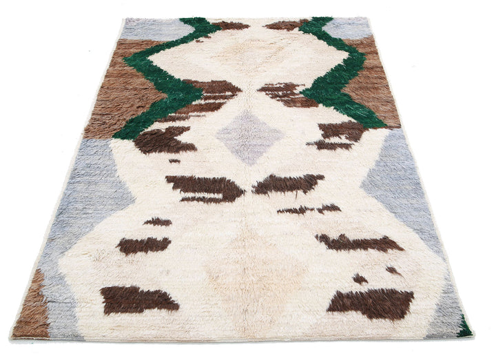Hand Knotted Tribal Moroccan Wool Rug 4' 1" x 6' 0" - No. AT58795