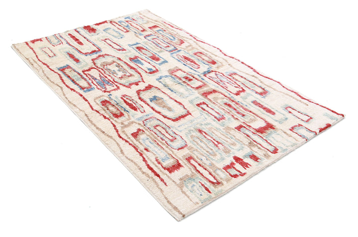 Hand Knotted Tribal Moroccan Wool Rug 3' 9" x 5' 10" - No. AT16330