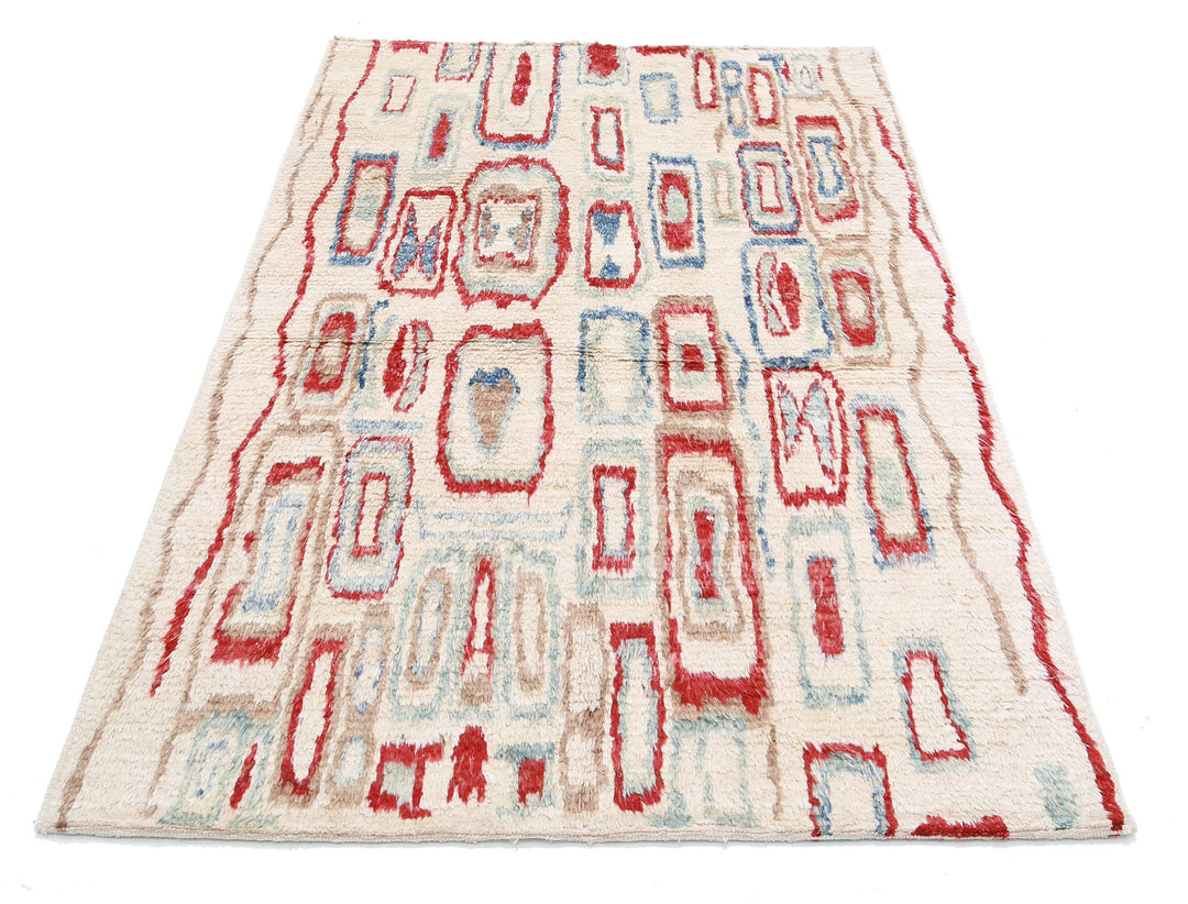 Hand Knotted Tribal Moroccan Wool Rug 3' 9" x 5' 10" - No. AT16330