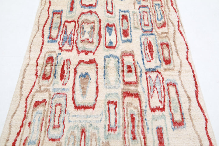 Hand Knotted Tribal Moroccan Wool Rug 3' 9" x 5' 10" - No. AT16330