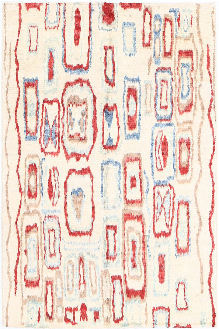 Hand Knotted Tribal Moroccan Wool Rug 3' 9" x 5' 10" - No. AT16330