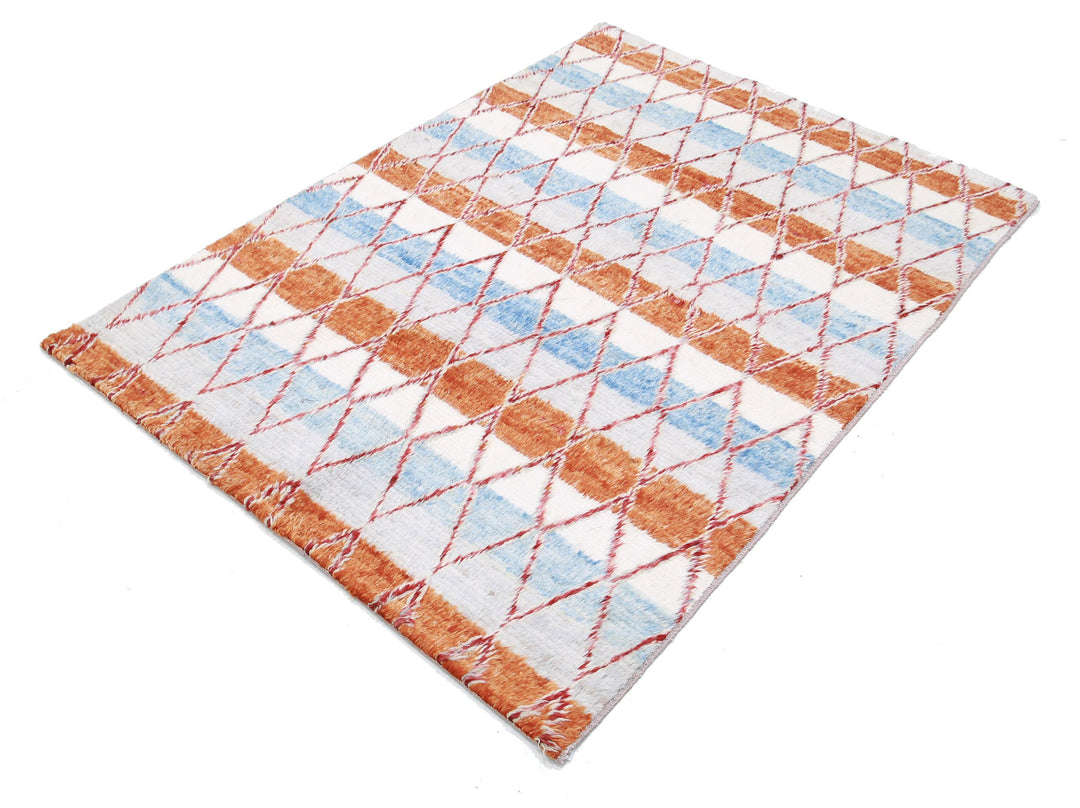 Hand Knotted Tribal Moroccan Wool Rug 4' 1" x 5' 8" - No. AT21168