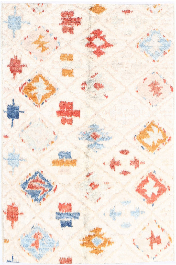 Hand Knotted Tribal Moroccan Wool Rug 3' 11" x 6' 1" - No. AT51764