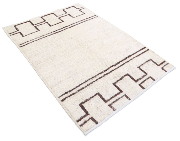 Hand Knotted Tribal Moroccan Wool Rug 3' 10" x 5' 8" - No. AT86791