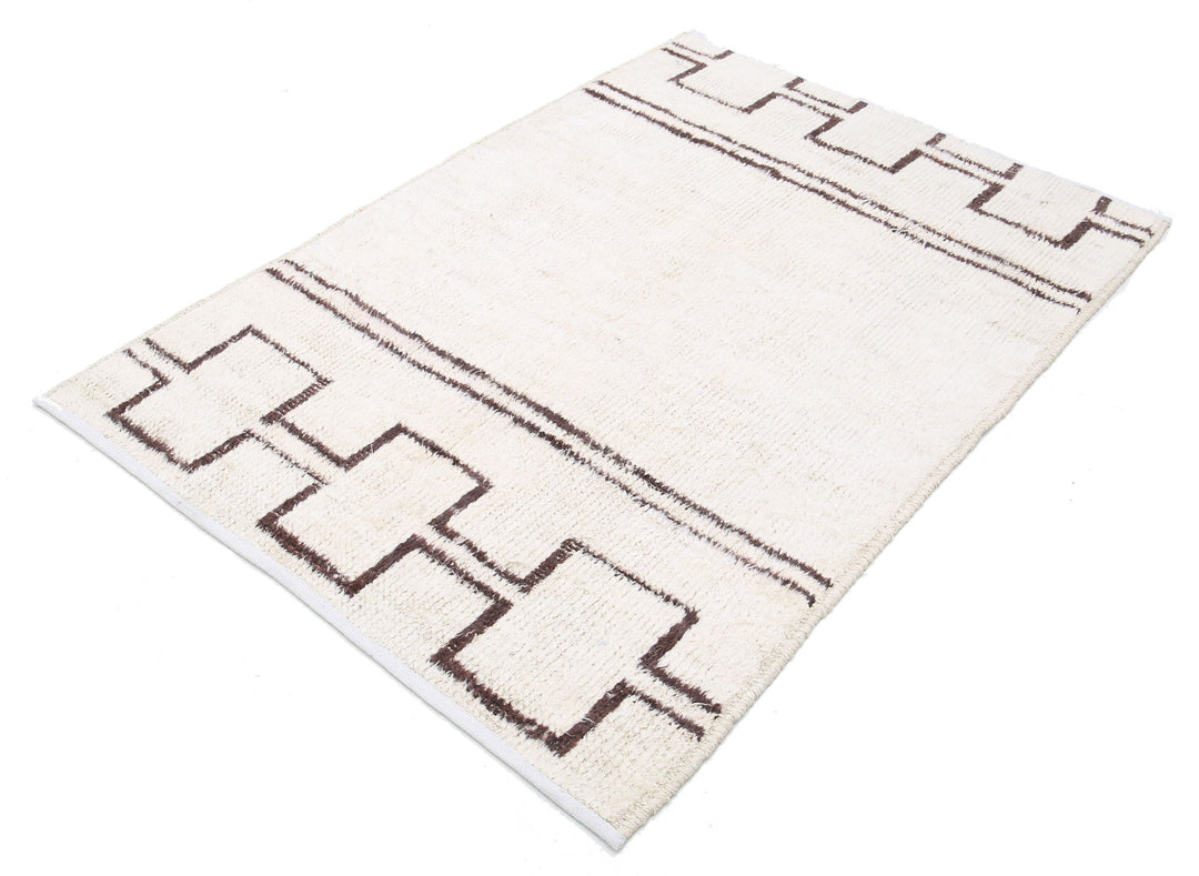 Hand Knotted Tribal Moroccan Wool Rug 3' 10" x 5' 8" - No. AT86791