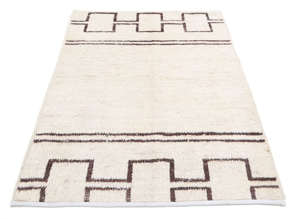 Hand Knotted Tribal Moroccan Wool Rug 3' 10" x 5' 8" - No. AT86791