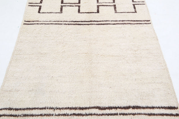 Hand Knotted Tribal Moroccan Wool Rug 3' 10" x 5' 8" - No. AT86791