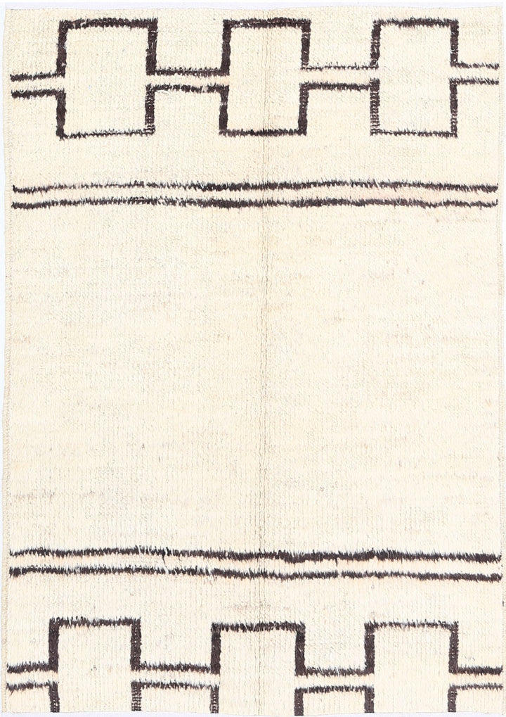 Hand Knotted Tribal Moroccan Wool Rug 3' 10" x 5' 8" - No. AT86791