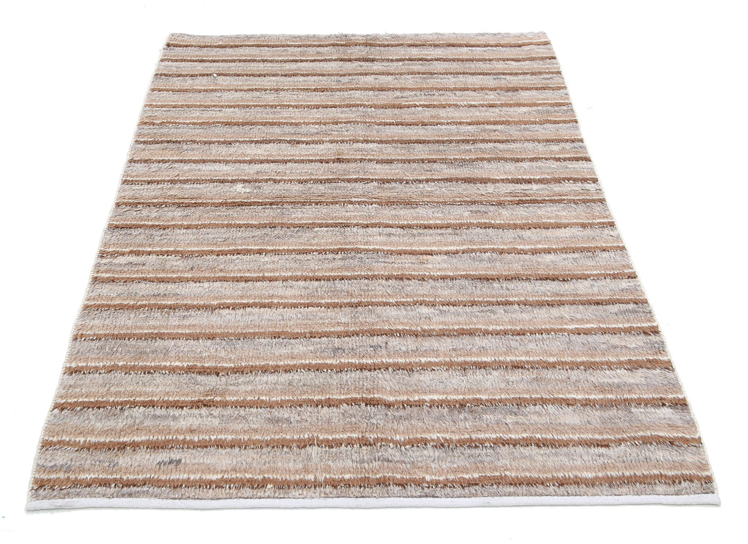 Hand Knotted Tribal Moroccan Wool Rug 4' 2" x 5' 11" - No. AT41404