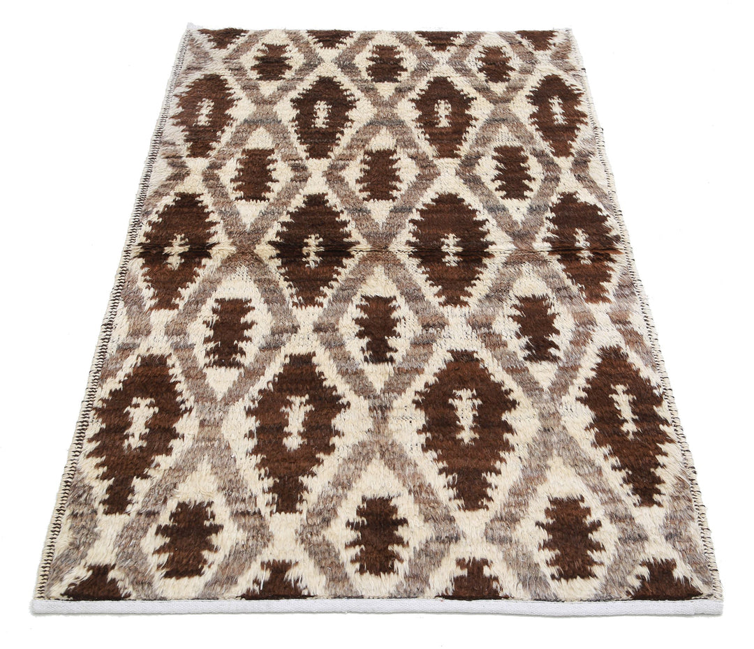 Hand Knotted Tribal Moroccan Wool Rug 3' 1" x 4' 11" - No. AT43232