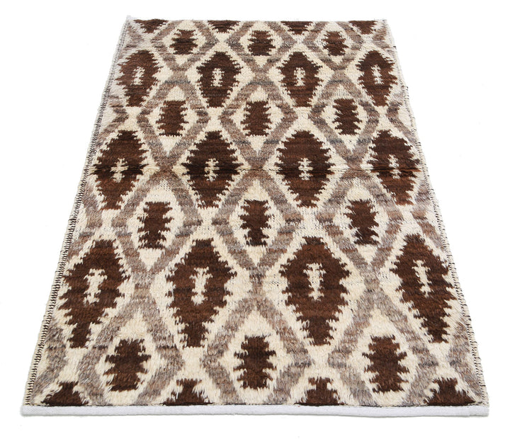 Hand Knotted Tribal Moroccan Wool Rug 3' 1" x 4' 11" - No. AT43232