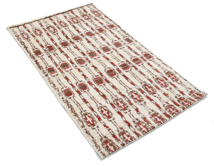 Hand Knotted Tribal Moroccan Wool Rug 3' 0" x 4' 2" - No. AT39804