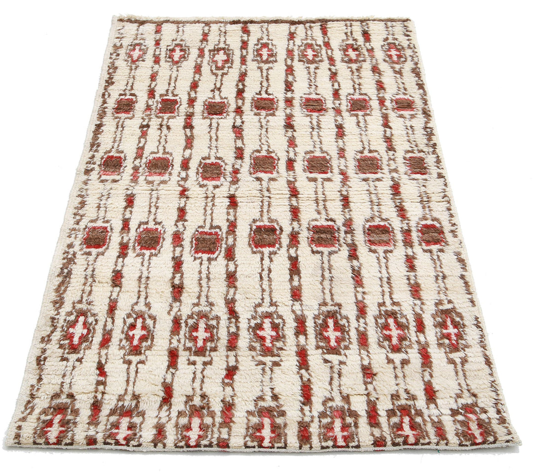 Hand Knotted Tribal Moroccan Wool Rug 3' 0" x 4' 2" - No. AT39804