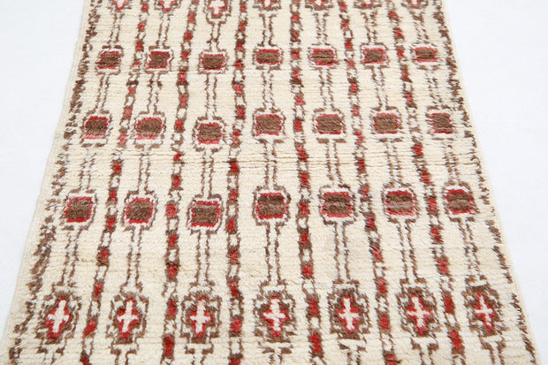Hand Knotted Tribal Moroccan Wool Rug 3' 0" x 4' 2" - No. AT39804