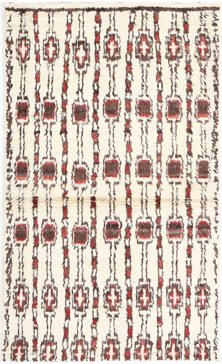 Hand Knotted Tribal Moroccan Wool Rug 3' 0" x 4' 2" - No. AT39804