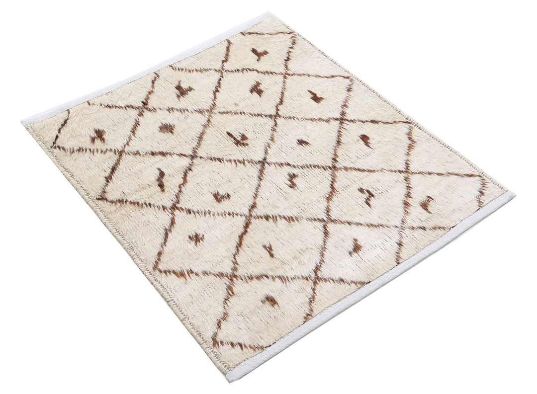 Hand Knotted Tribal Moroccan Wool Rug 2' 7" x 2' 10" - No. AT64761