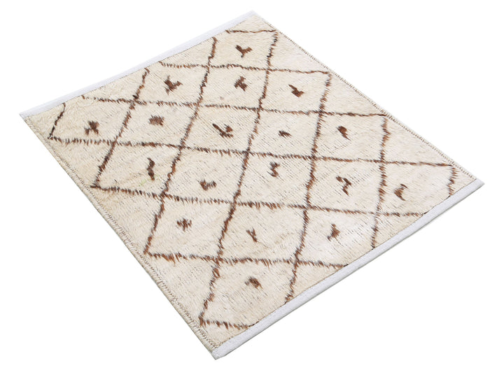 Hand Knotted Tribal Moroccan Wool Rug 2' 7" x 2' 10" - No. AT64761