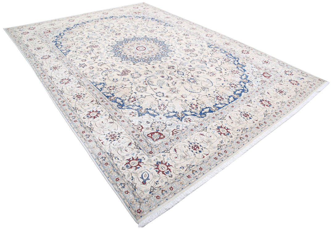 Hand Knotted Vintage Persian Nain Wool Rug 8' 8" x 11' 10" - No. AT38350