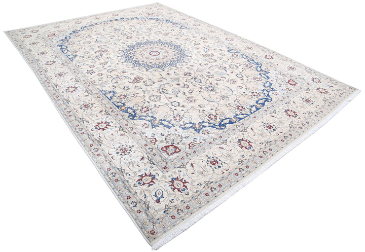 Hand Knotted Vintage Persian Nain Wool Rug 8' 8" x 11' 10" - No. AT38350